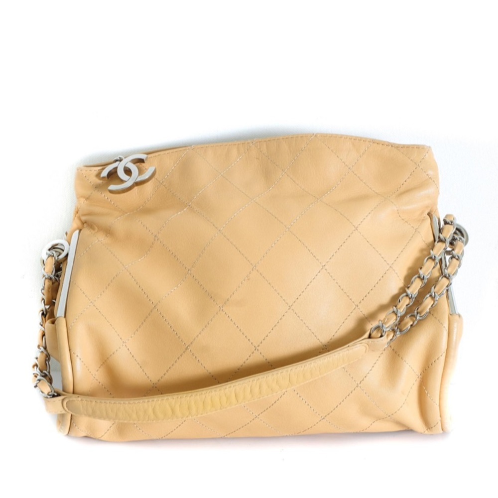 Chanel Quilted Tan Lambskin Purse